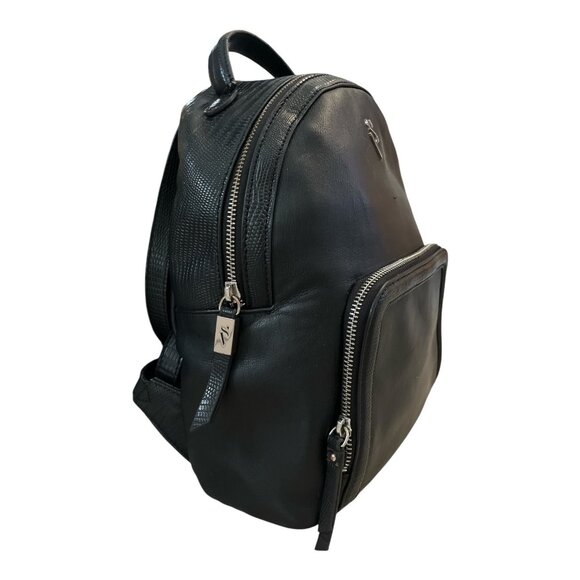 Simply Vera Vera Wang Black Faux Leather Mini Backpack – Textured Trim – Modern - Picture 5 of 11